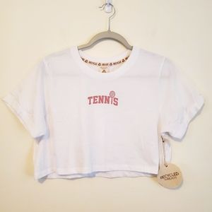 Recycled Threads Cropped "Tennis" T-Shirt